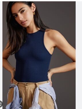 Favorite Daughter Navy Ribbed One-Piece Bodysuit